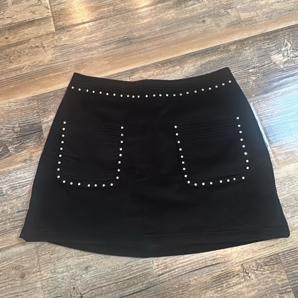 Abercrombie & Fitch Womens 4 Black Faux Suede Studded Gothic Grunge‎ Mini Skirt